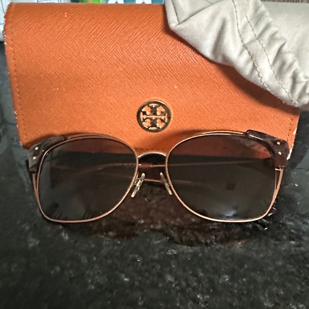 Tory Burch Brown Sunglasses with Orange Case